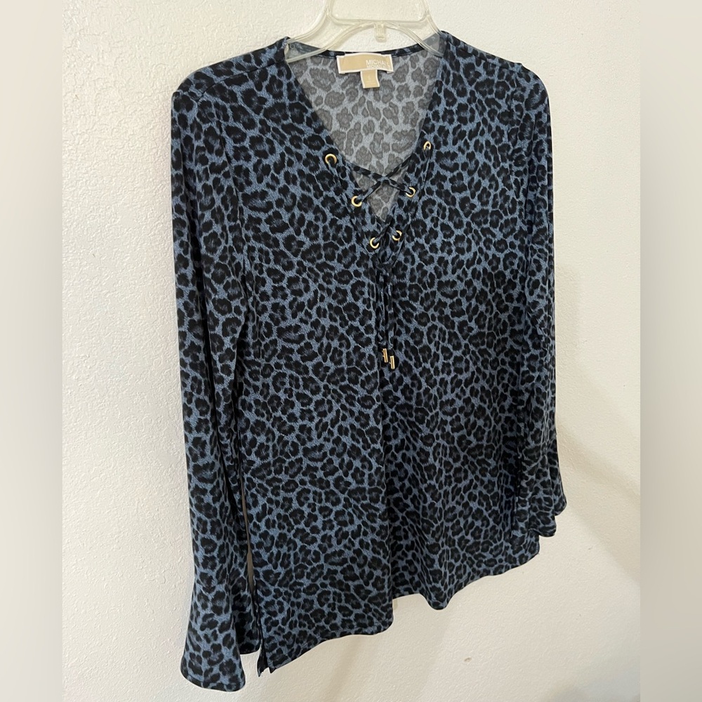 Michael Kors Gray Animal Print Top - Picture 9 of 10